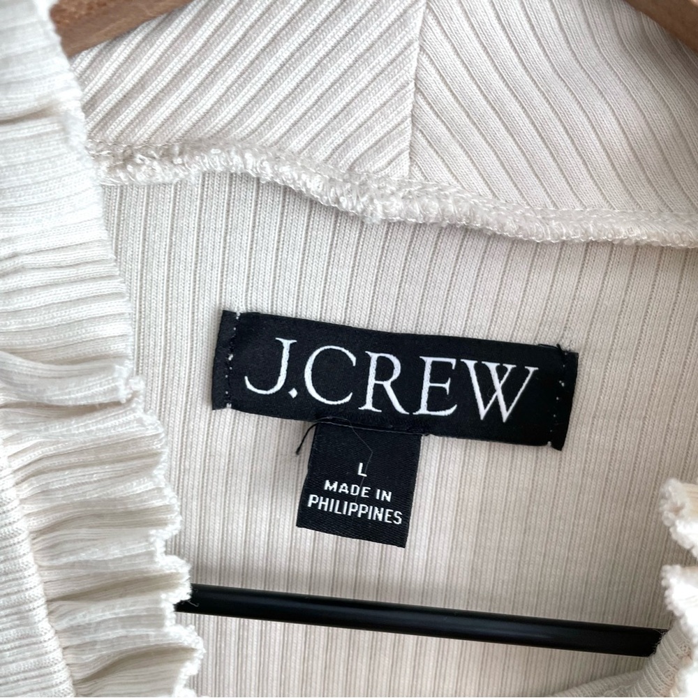 J.Crew Long Sleeve Ribbed Ruffle Neck Top - Picture 7 of 11